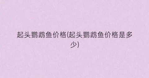起头鹦鹉鱼价格(起头鹦鹉鱼价格是多少)