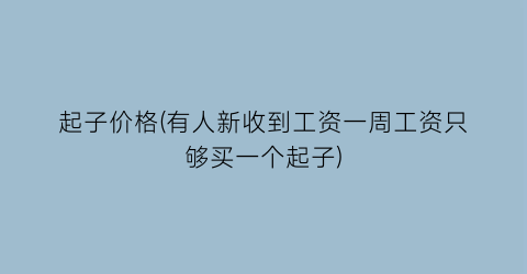起子价格(有人新收到工资一周工资只够买一个起子)