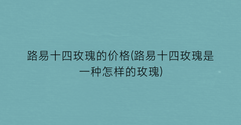 路易十四玫瑰的价格(路易十四玫瑰是一种怎样的玫瑰)