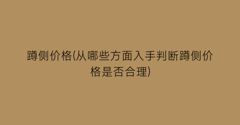 蹲侧价格(从哪些方面入手判断蹲侧价格是否合理)