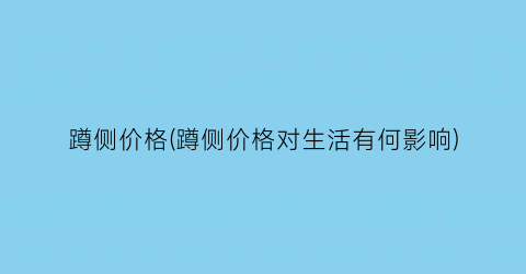 蹲侧价格(蹲侧价格对生活有何影响)