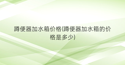 蹲便器加水箱价格(蹲便器加水箱的价格是多少)