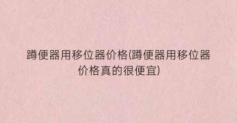 蹲便器用移位器价格(蹲便器用移位器价格真的很便宜)