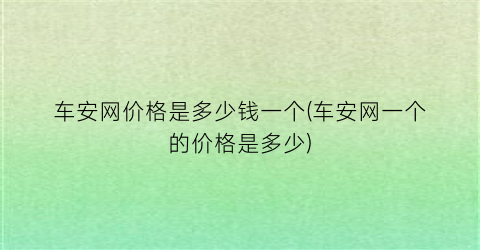 车安网价格是多少钱一个(车安网一个的价格是多少)