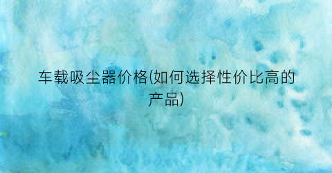 车载吸尘器价格(如何选择性价比高的产品)