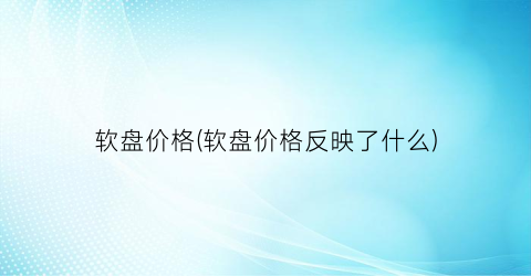 软盘价格(软盘价格反映了什么)