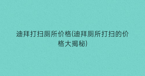 迪拜打扫厕所价格(迪拜厕所打扫的价格大揭秘)