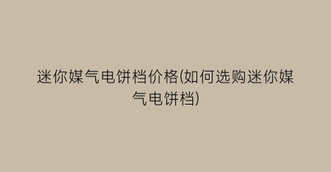 迷你媒气电饼档价格(如何选购迷你媒气电饼档)