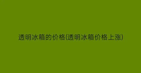 透明冰箱的价格(透明冰箱价格上涨)