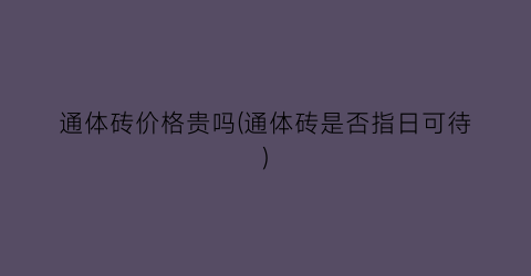 通体砖价格贵吗(通体砖是否指日可待)