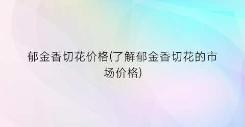 郁金香切花价格(了解郁金香切花的市场价格)