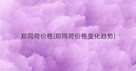 郑同荷价格(郑同荷价格变化趋势)