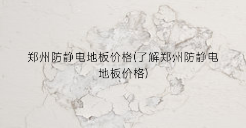 郑州防静电地板价格(了解郑州防静电地板价格)