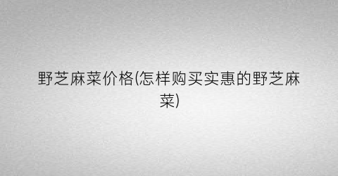 野芝麻菜价格(怎样购买实惠的野芝麻菜)