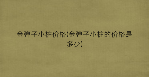 金弹子小桩价格(金弹子小桩的价格是多少)