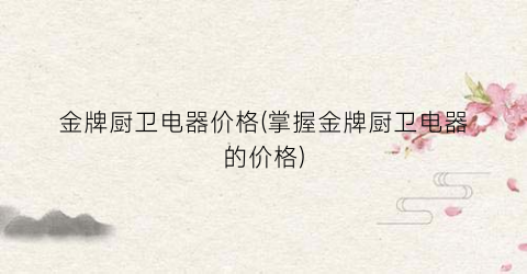 金牌厨卫电器价格(掌握金牌厨卫电器的价格)