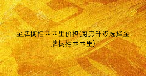 金牌橱柜西西里价格(厨房升级选择金牌橱柜西西里)