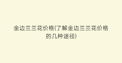 金边兰兰花价格(了解金边兰兰花价格的几种途径)