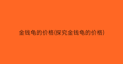 金钱龟的价格(探究金钱龟的价格)