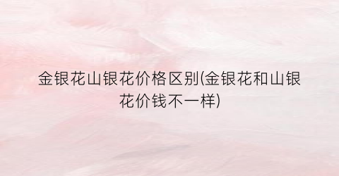 金银花山银花价格区别(金银花和山银花价钱不一样)