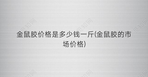 金鼠胶价格是多少钱一斤(金鼠胶的市场价格)