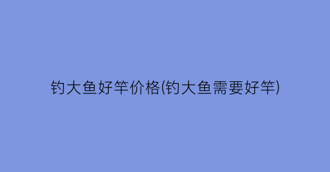 钓大鱼好竿价格(钓大鱼需要好竿)