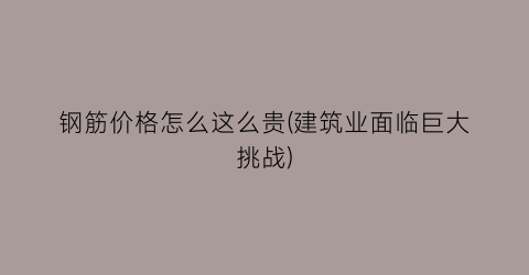 钢筋价格怎么这么贵(建筑业面临巨大挑战)