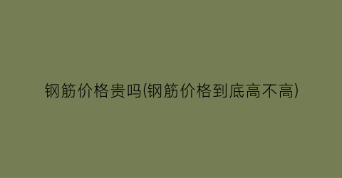 钢筋价格贵吗(钢筋价格到底高不高)