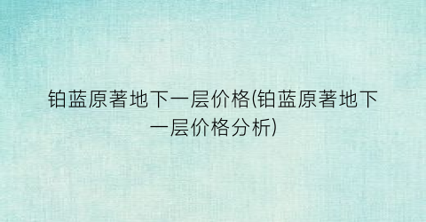 铂蓝原著地下一层价格(铂蓝原著地下一层价格分析)