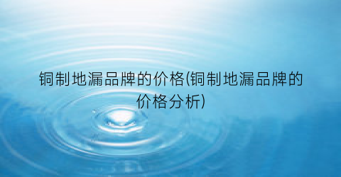 铜制地漏品牌的价格(铜制地漏品牌的价格分析)