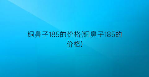 铜鼻子185的价格(铜鼻子185的价格)