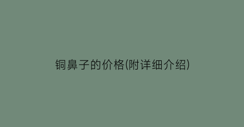 铜鼻子的价格(附详细介绍)