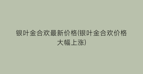 银叶金合欢最新价格(银叶金合欢价格大幅上涨)