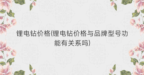 锂电钻价格(锂电钻价格与品牌型号功能有关系吗)