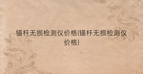 锚杆无损检测仪价格(锚杆无损检测仪价格)