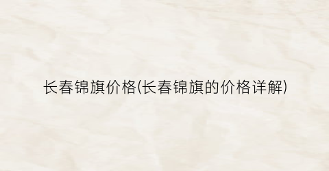 长春锦旗价格(长春锦旗的价格详解)