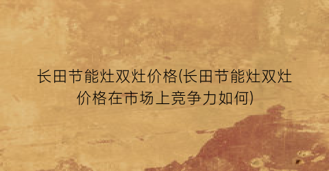 “长田节能灶双灶价格(长田节能灶双灶价格在市场上竞争力如何)