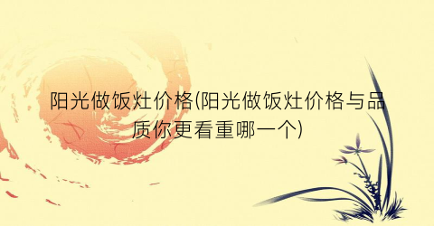阳光做饭灶价格(阳光做饭灶价格与品质你更看重哪一个)