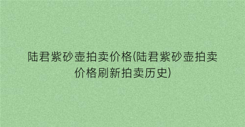 “陆君紫砂壶拍卖价格(陆君紫砂壶拍卖价格刷新拍卖历史)