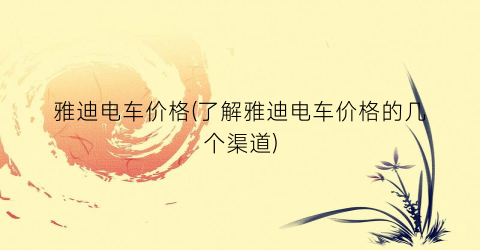 雅迪电车价格(了解雅迪电车价格的几个渠道)