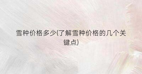 雪种价格多少(了解雪种价格的几个关键点)