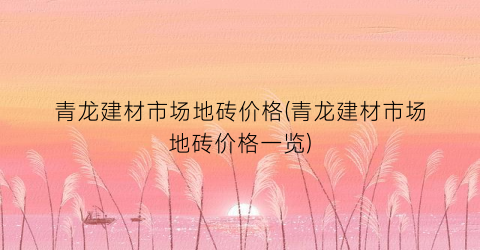 青龙建材市场地砖价格(青龙建材市场地砖价格一览)