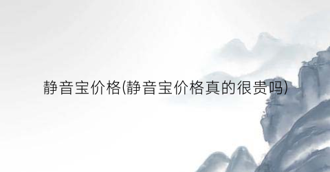 静音宝价格(静音宝价格真的很贵吗)
