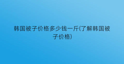 韩国被子价格多少钱一斤(了解韩国被子价格)