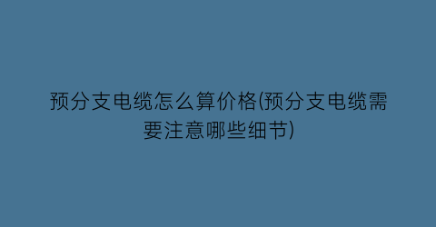 预分支电缆怎么算价格(预分支电缆需要注意哪些细节)