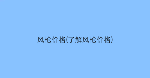 风枪价格(了解风枪价格)