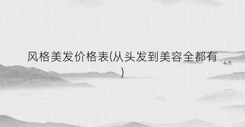 风格美发价格表(从头发到美容全都有)