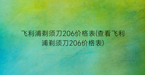 飞利浦剃须刀206价格表(查看飞利浦剃须刀206价格表)