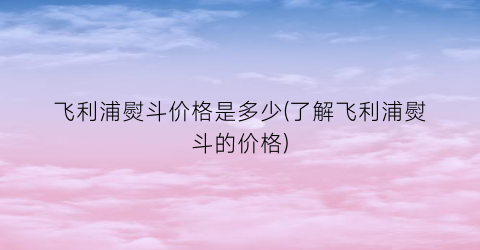 “飞利浦熨斗价格是多少(了解飞利浦熨斗的价格)