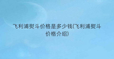 飞利浦熨斗价格是多少钱(飞利浦熨斗价格介绍)
